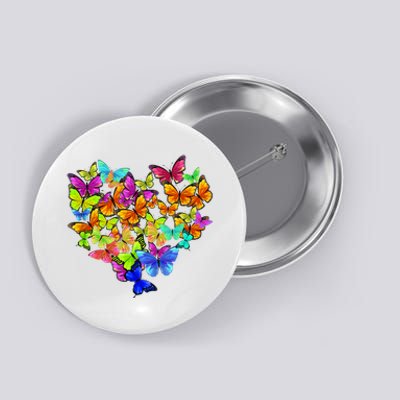 Colorful Cute Butterfly Heart Rainbow Butterflies Button