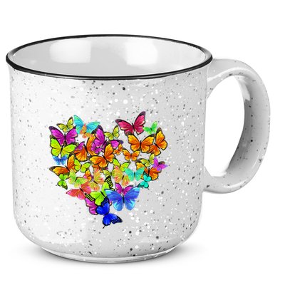 Colorful Cute Butterfly Heart Rainbow Butterflies 15oz Campfire Ceramic Mug