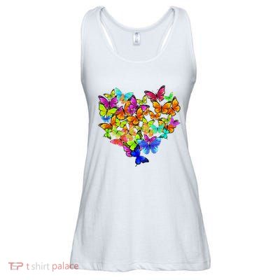 Colorful Cute Butterfly Heart Rainbow Butterflies Ladies Essential Flowy Tank