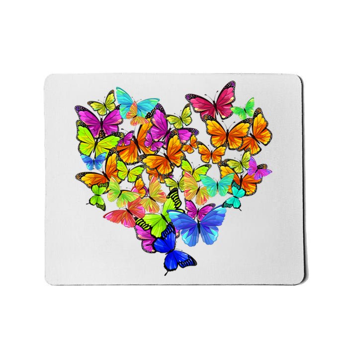 Colorful Cute Butterfly Heart Rainbow Butterflies Mousepad