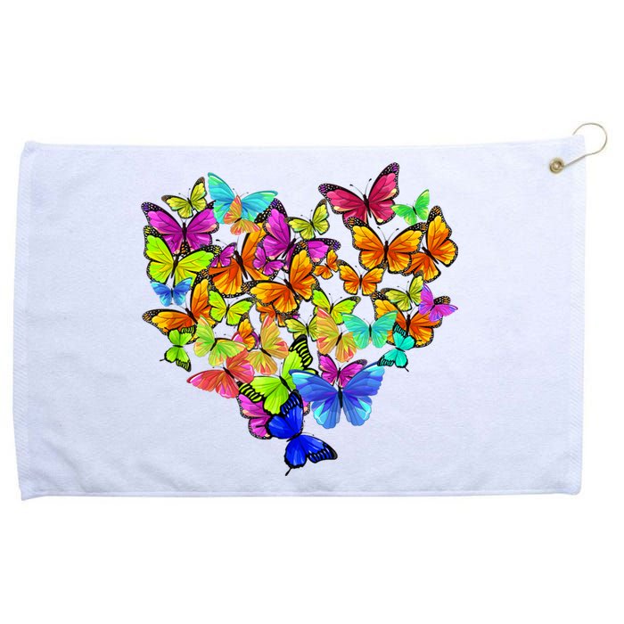 Colorful Cute Butterfly Heart Rainbow Butterflies Grommeted Golf Towel