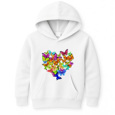 Colorful Cute Butterfly Heart Rainbow Butterflies Kids Hoodie