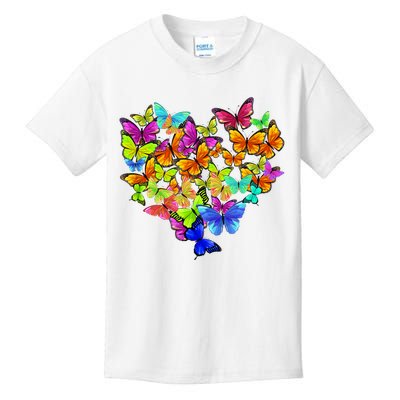 Colorful Cute Butterfly Heart Rainbow Butterflies Kids T-Shirt