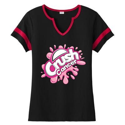 Crush Cancer Breast Cancer Awareness Ladies Halftime Notch Neck Tee