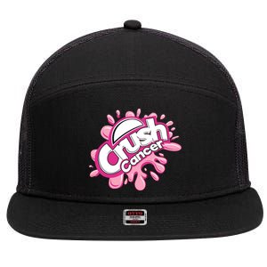 Crush Cancer Breast Cancer Awareness 7 Panel Mesh Trucker Snapback Hat