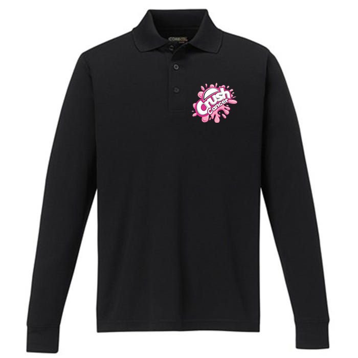 Crush Cancer Breast Cancer Awareness Performance Long Sleeve Polo