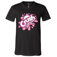 Crush Cancer Breast Cancer Awareness V-Neck T-Shirt