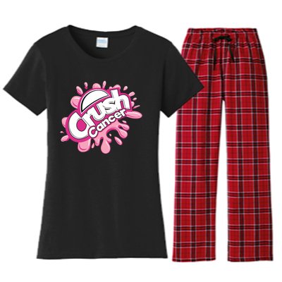 Crush Cancer Breast Cancer Awareness Women's Flannel Pajama Set