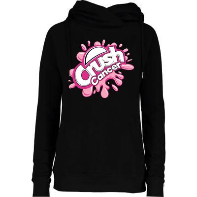 Crush Cancer Breast Cancer Awareness Womens Funnel Neck Pullover Hood