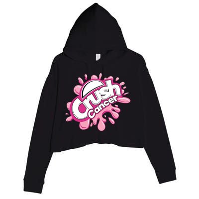 Crush Cancer Breast Cancer Awareness Crop Fleece Hoodie