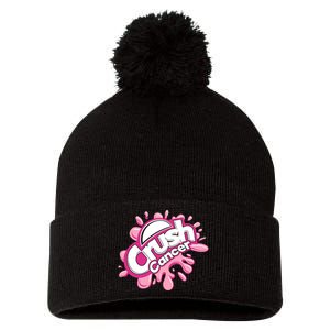 Crush Cancer Breast Cancer Awareness Pom Pom 12in Knit Beanie