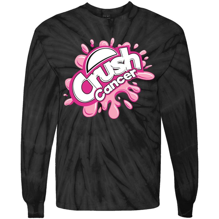 Crush Cancer Breast Cancer Awareness Tie-Dye Long Sleeve Shirt