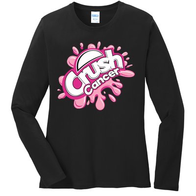 Crush Cancer Breast Cancer Awareness Ladies Long Sleeve Shirt