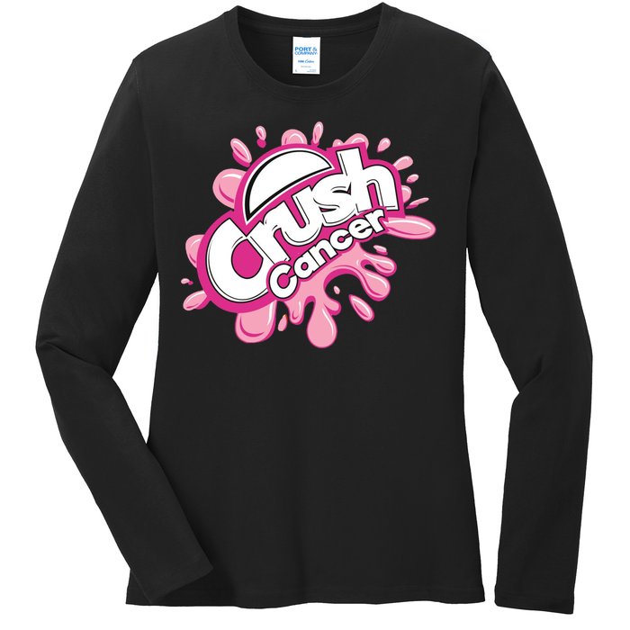 Crush Cancer Breast Cancer Awareness Ladies Long Sleeve Shirt