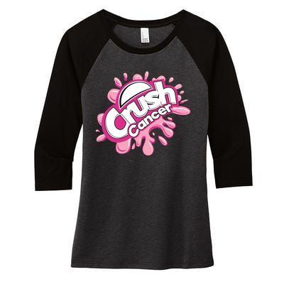 Crush Cancer Breast Cancer Awareness Women's Tri-Blend 3/4-Sleeve Raglan Shirt