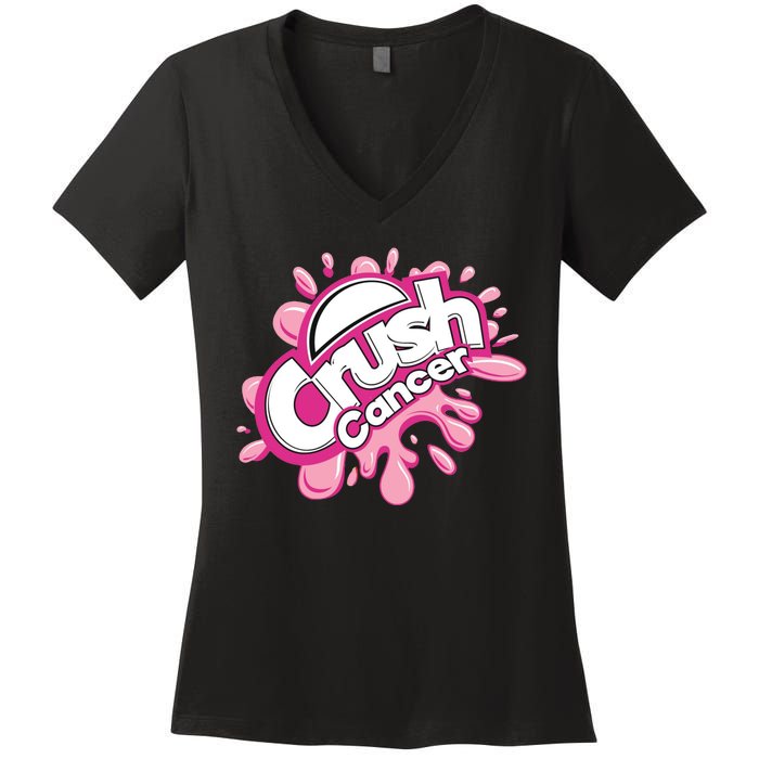 Crush Cancer Breast Cancer Awareness Women's V-Neck T-Shirt