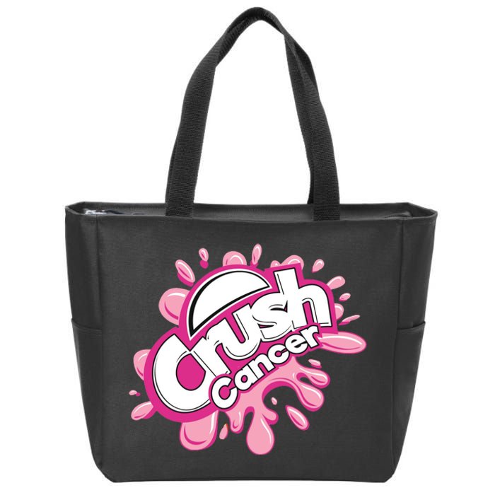 Crush Cancer Breast Cancer Awareness Zip Tote Bag