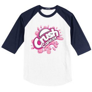 Crush Cancer Breast Cancer Awareness Baseball Sleeve Shirt