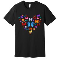 Colorful Cute Butterfly Heart Butterflies Premium T-Shirt