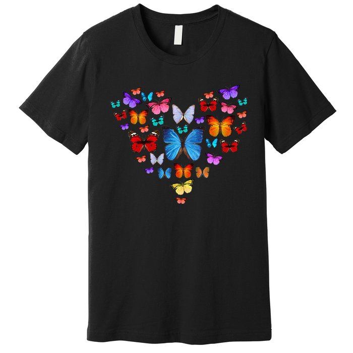 Colorful Cute Butterfly Heart Butterflies Premium T-Shirt