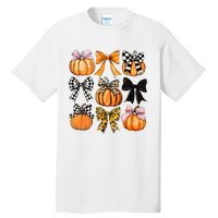 Cute Coquette Bows Pumpkin Season Halloween Autumn Fall Tall T-Shirt