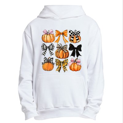 Cute Coquette Bows Pumpkin Season Halloween Autumn Fall Urban Pullover Hoodie