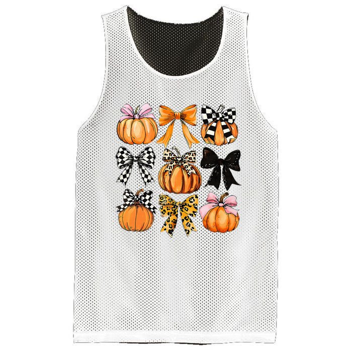 Cute Coquette Bows Pumpkin Season Halloween Autumn Fall Mesh Reversible Basketball Jersey Tank