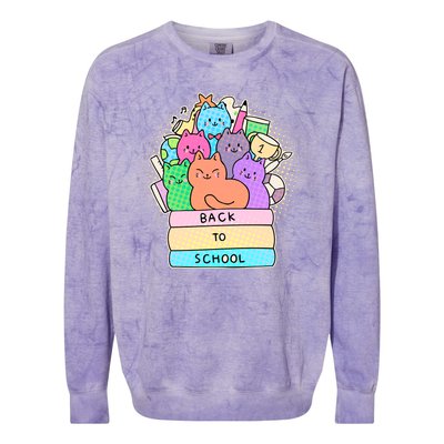 Cute Colorful Back to School Book Cats Colorblast Crewneck Sweatshirt