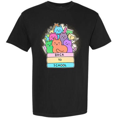 Cute Colorful Back to School Book Cats Garment-Dyed Heavyweight T-Shirt