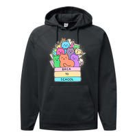 Cute Colorful Back to School Book Cats Performance Fleece Hoodie