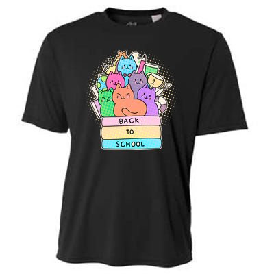 Cute Colorful Back to School Book Cats Cooling Performance Crew T-Shirt