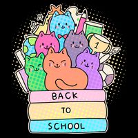 Cute Colorful Back to School Book Cats Long Sleeve Shirt