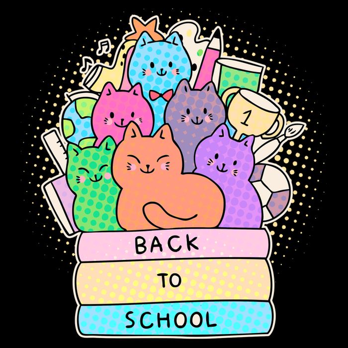 Cute Colorful Back to School Book Cats Long Sleeve Shirt