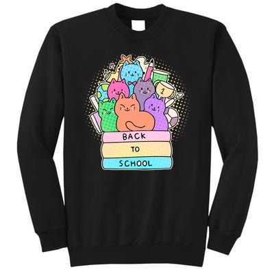 Cute Colorful Back to School Book Cats Sweatshirt