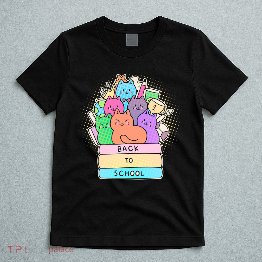 Cute Colorful Back to School Book Cats T-Shirt