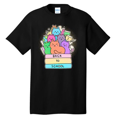 Cute Colorful Back to School Book Cats Tall T-Shirt