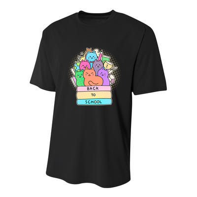 Cute Colorful Back to School Book Cats Youth Performance Sprint T-Shirt