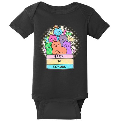 Cute Colorful Back to School Book Cats Baby Bodysuit