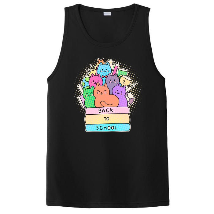 Cute Colorful Back to School Book Cats PosiCharge Competitor Tank