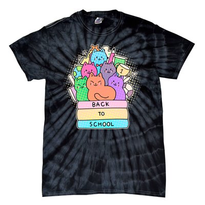 Cute Colorful Back to School Book Cats Tie-Dye T-Shirt