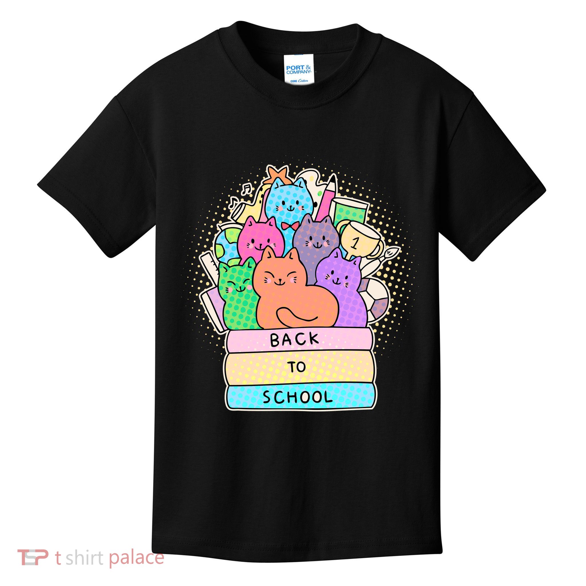 Cute Colorful Back to School Book Cats Kids T-Shirt