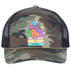 Cute Colorful Back to School Book Cats Retro Rope Trucker Hat Cap