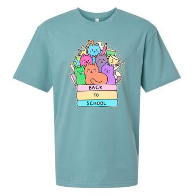 Cute Colorful Back to School Book Cats Sueded Cloud Jersey T-Shirt