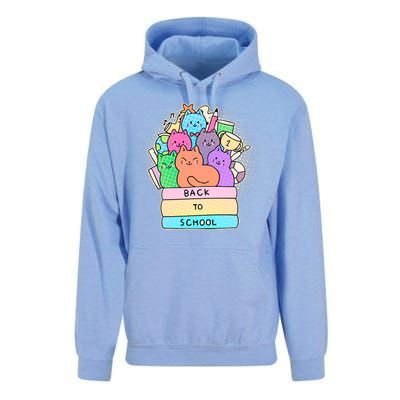 Cute Colorful Back to School Book Cats Unisex Surf Hoodie