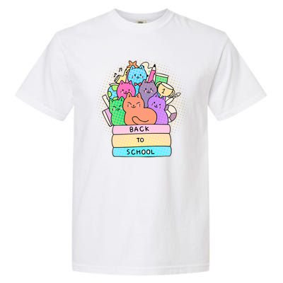 Cute Colorful Back to School Book Cats Garment-Dyed Heavyweight T-Shirt