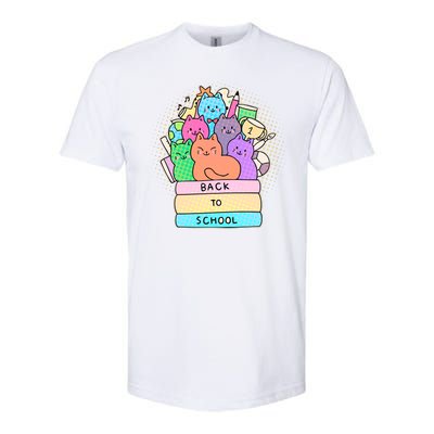 Cute Colorful Back to School Book Cats Softstyle® CVC T-Shirt