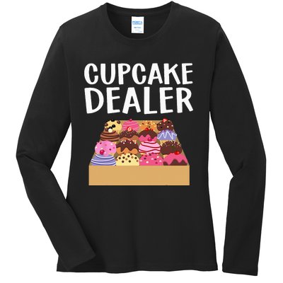 Cool Cupcake Baking Cookie Baker Cake Dealer Ladies Long Sleeve Shirt