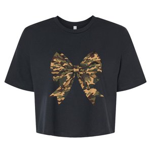 Camo Coquette Bow Duck Hunting Hunter Bella+Canvas Jersey Crop Tee