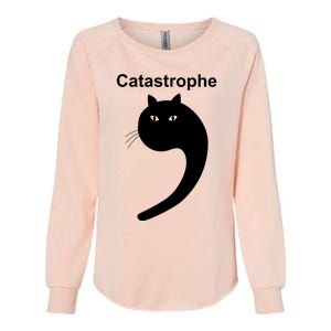 Catastrophe Comma Black Cat Funny Saying Cat As Apostrophe Womens California Wash Sweatshirt