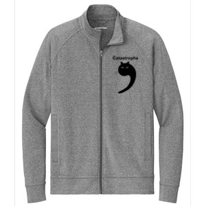 Catastrophe Comma Black Cat Funny Saying Cat As Apostrophe Stretch Full-Zip Cadet Jacket